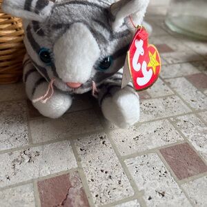 Ty Striped Gray and White Cat Plush